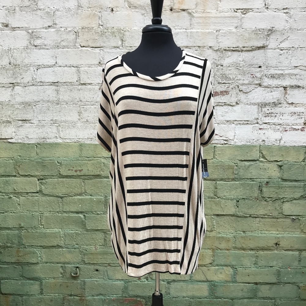 INC Striped Knitted Tunic Top